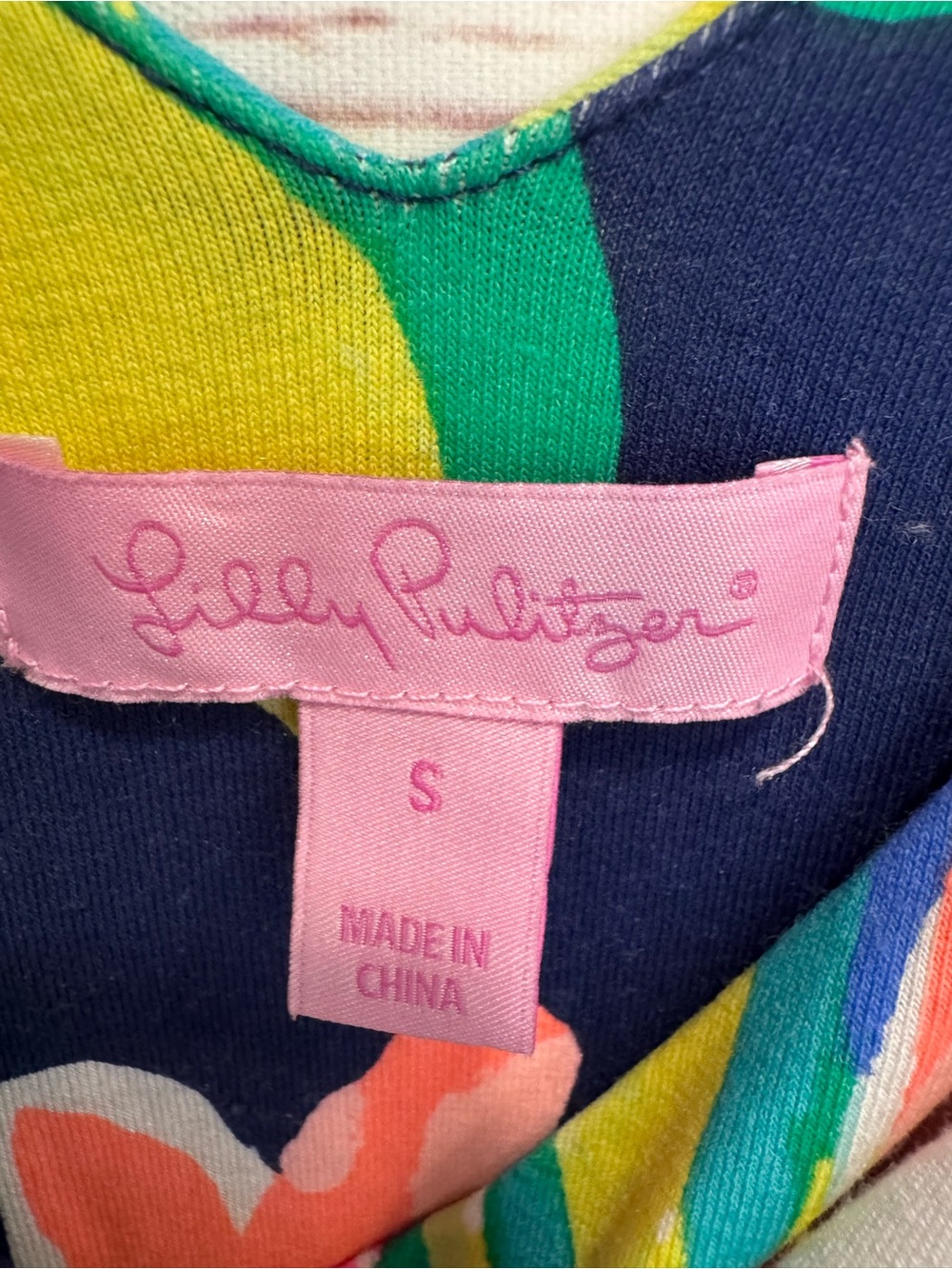Lilly Pulitzer Fleur Dress in Resort Navy Travelers Palm Sz S - Picture 6 of 9